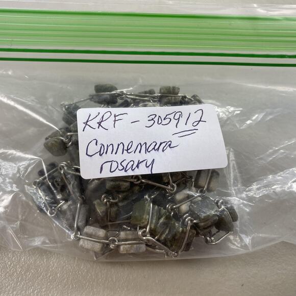 Connemara Marble Full Rosary Green Beaded Irish Celtic Cross Pendant 23" Large - Picture 10 of 10